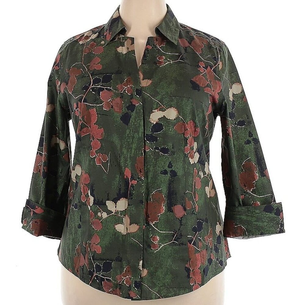 Gold Label Investments 3/4 Sleeve Button Down Shirt Size 14